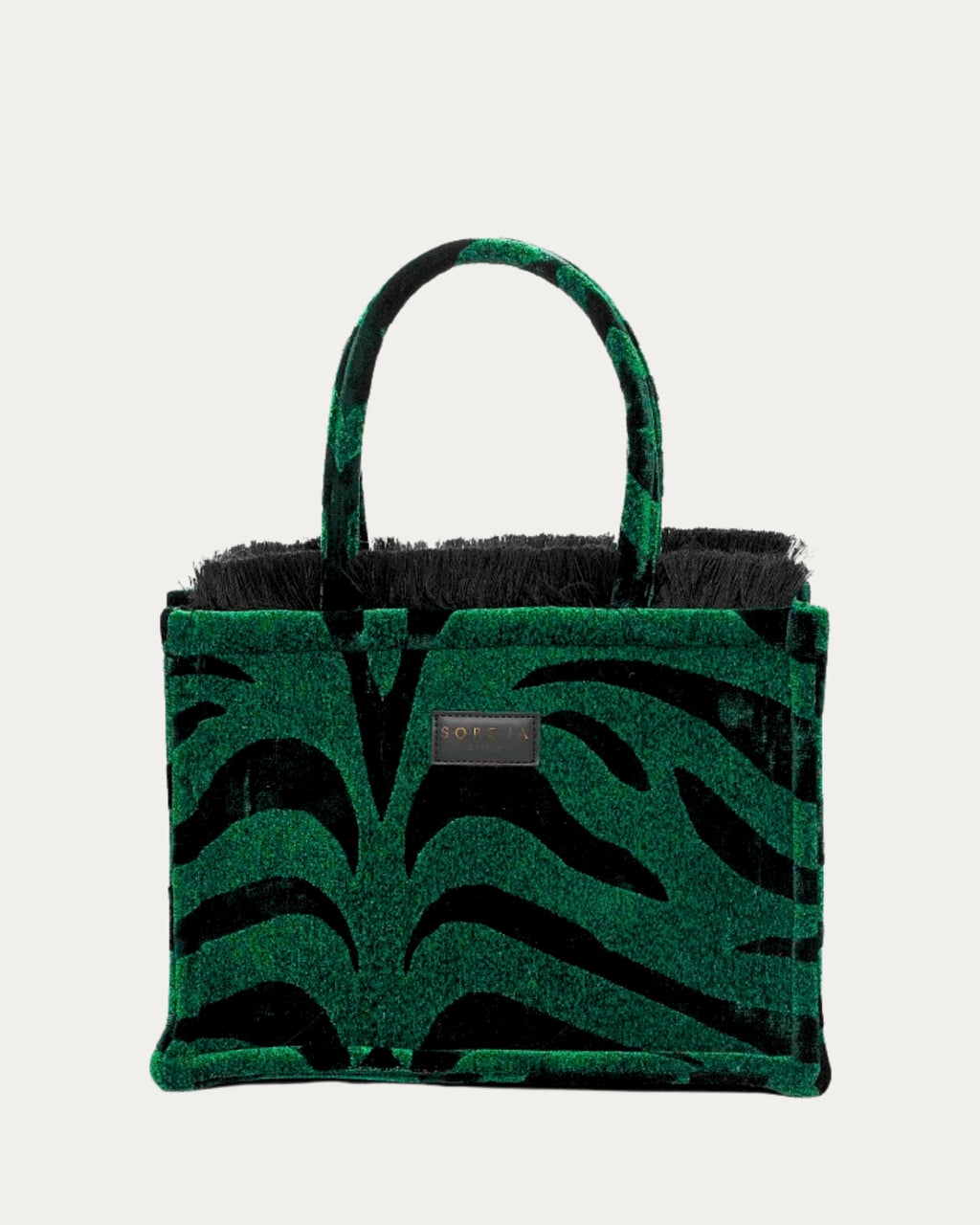 ANIMAL VELVET PETROL MEDIUM TOTE BAG