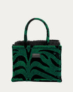 ANIMAL VELVET PETROL MEDIUM TOTE BAG