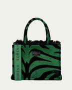 ANIMAL VELVET PETROL MEDIUM TOTE BAG