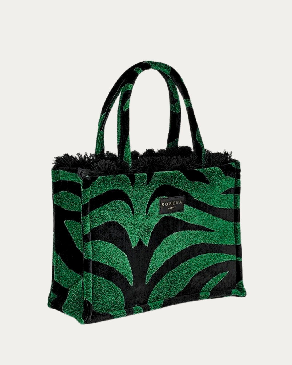 ANIMAL VELVET PETROL MEDIUM TOTE BAG