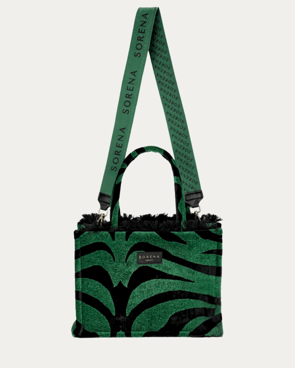 ANIMAL VELVET PETROL MEDIUM TOTE BAG