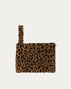LEOPARD VELVET BROWN CLUTCH