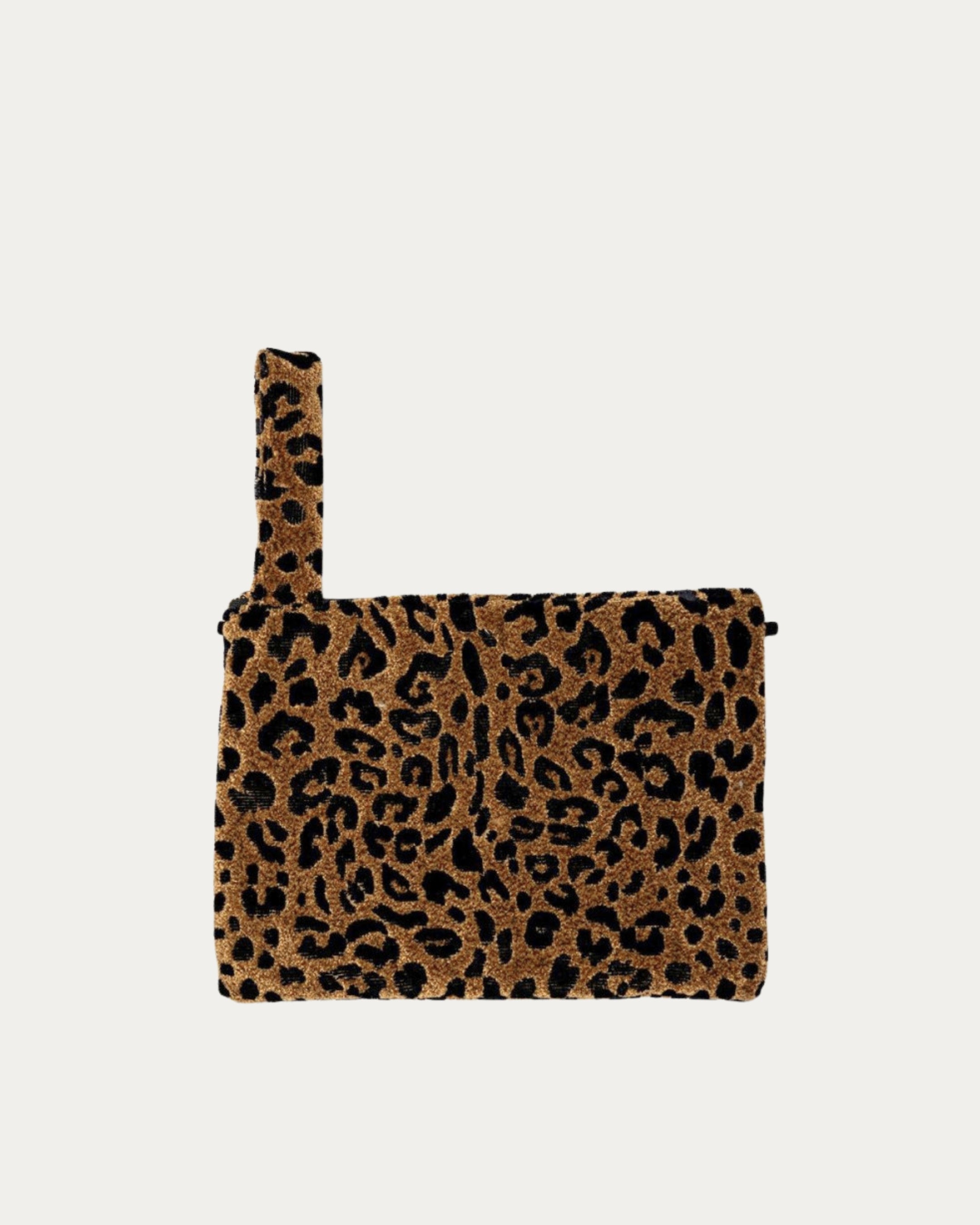 LEOPARD VELVET BROWN CLUTCH