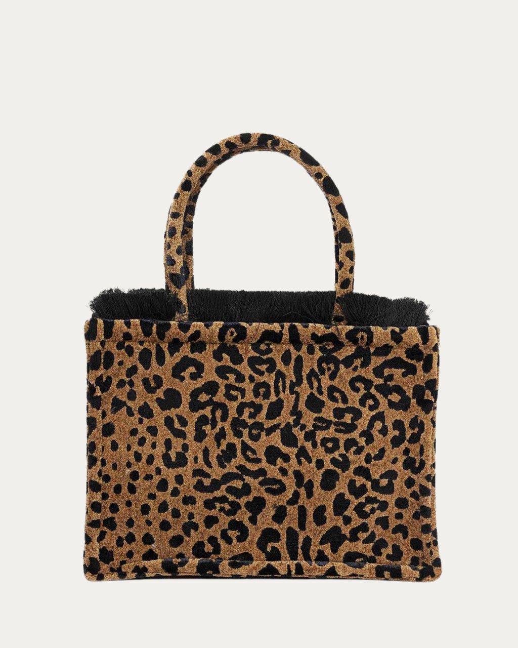 LEOPARD VELVET BROWN MEDIUM TOTE BAG