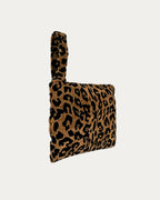 LEOPARD VELVET BROWN CLUTCH