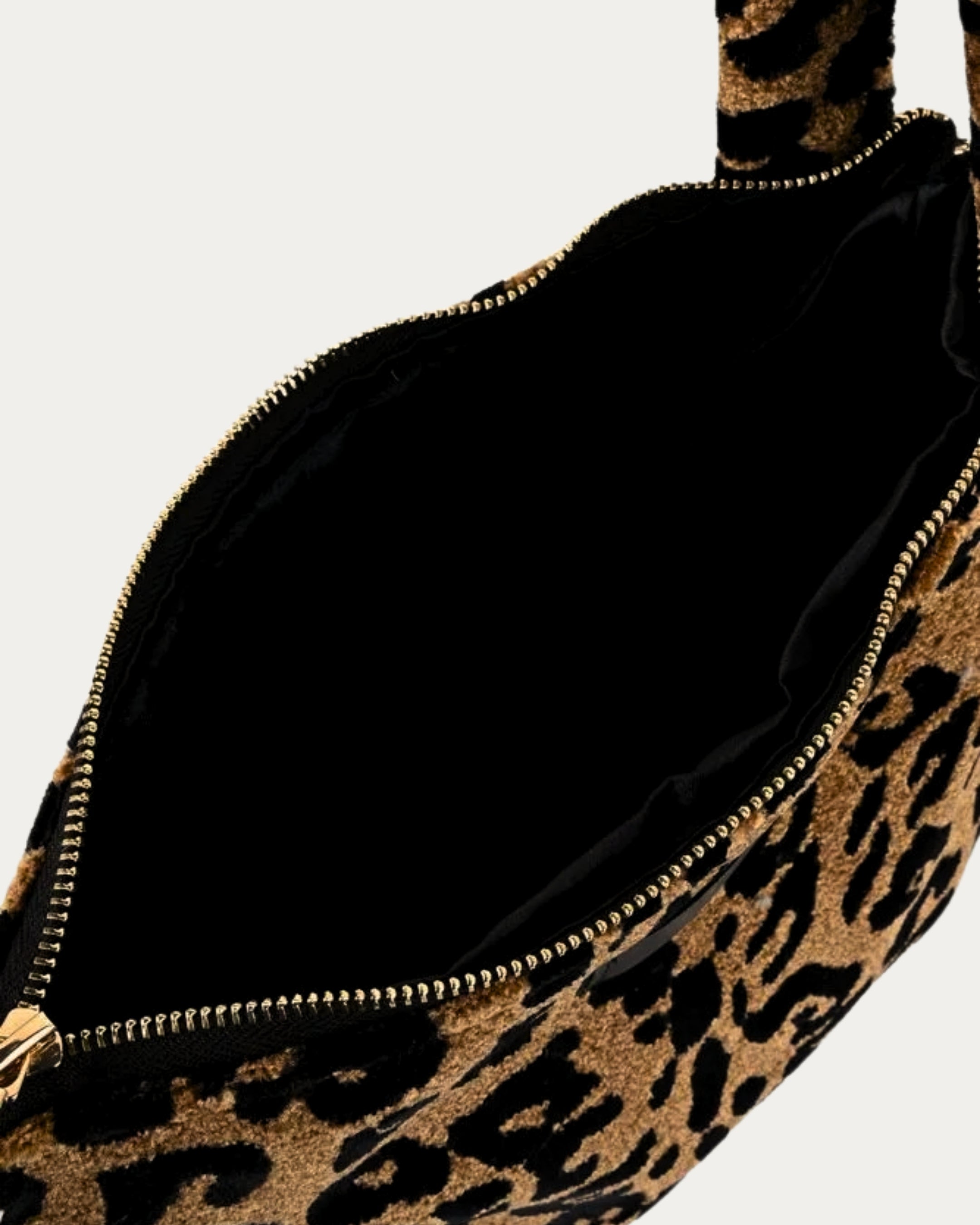 LEOPARD VELVET BROWN CLUTCH