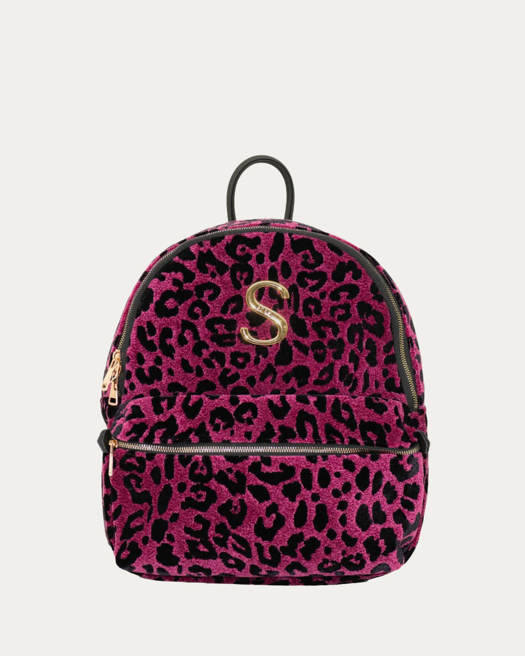 LEOPARD VELVET MAGENTA BACKPACK