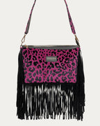 LEOPARD VELVET MAGENTA CROSSBODY BAG