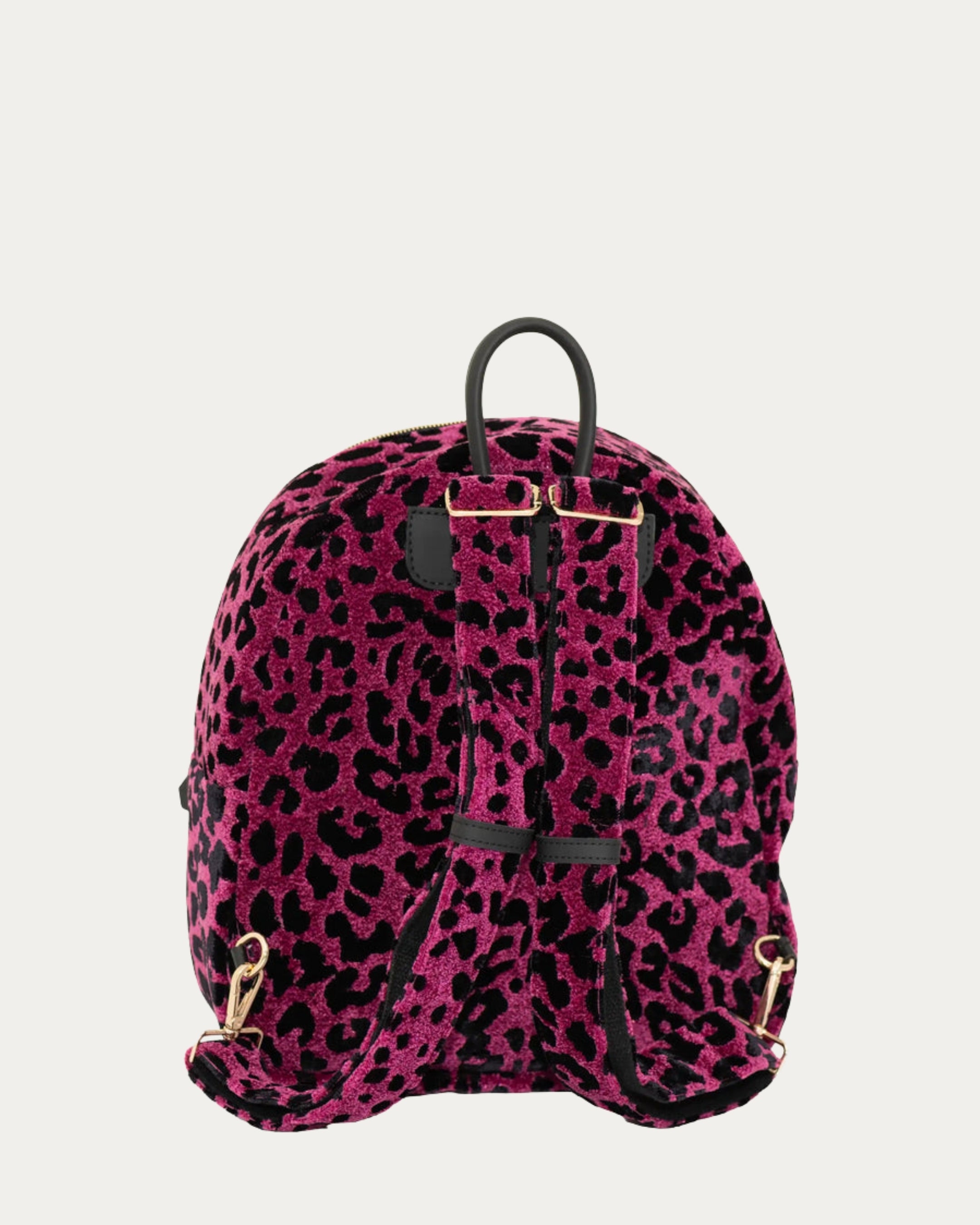 LEOPARD VELVET MAGENTA BACKPACK