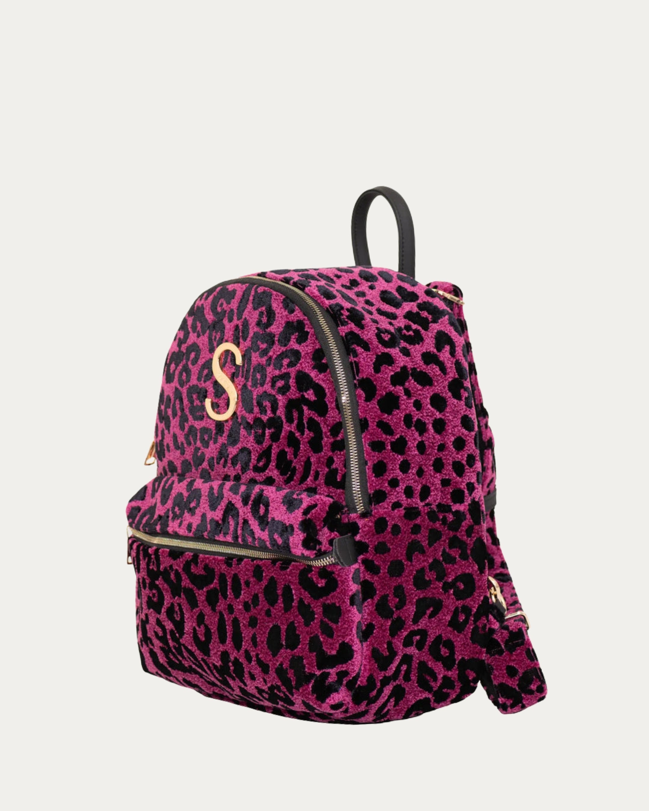 LEOPARD VELVET MAGENTA BACKPACK