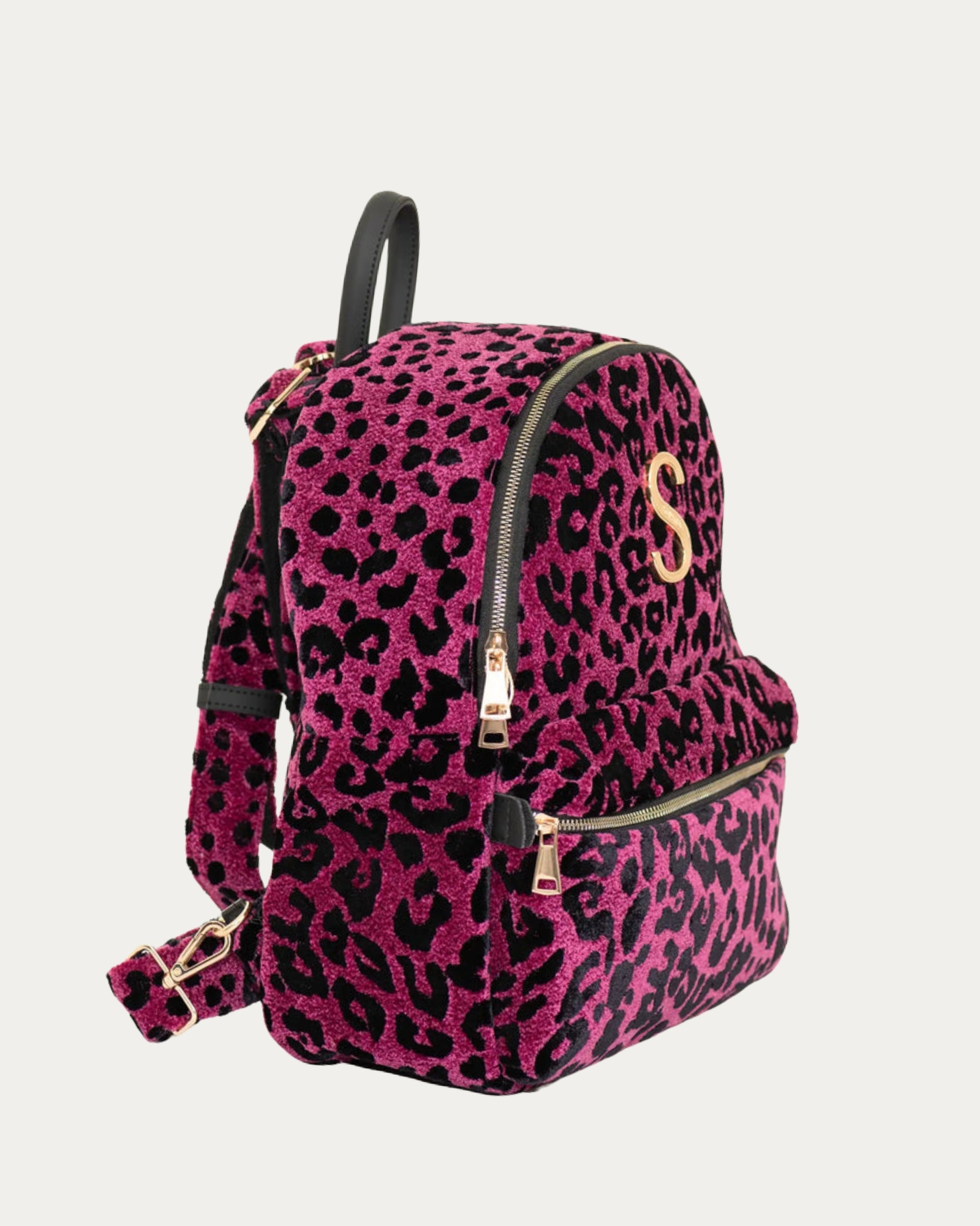 LEOPARD VELVET MAGENTA BACKPACK