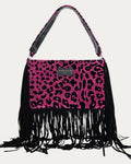 LEOPARD VELVET MAGENTA CROSSBODY BAG