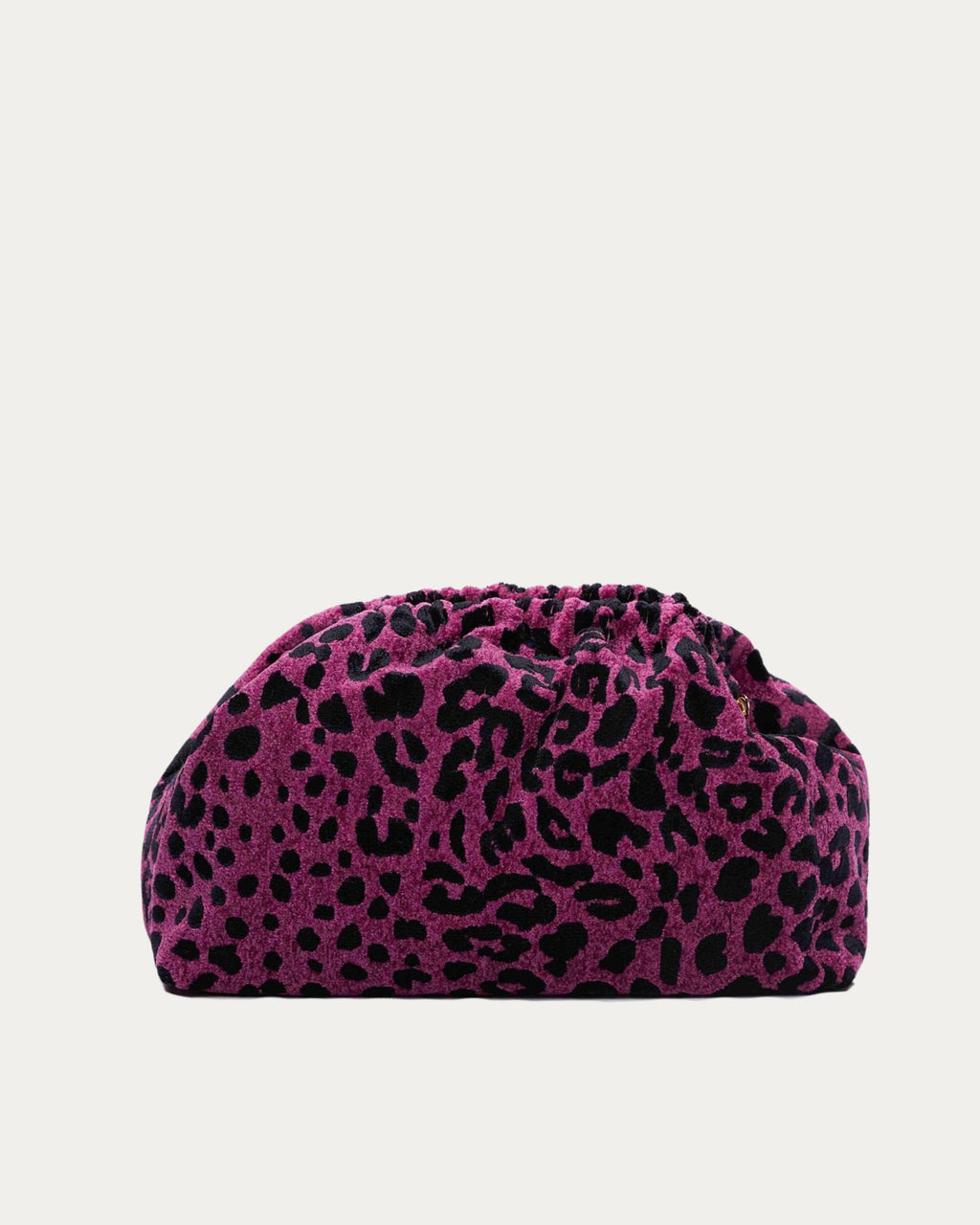 LEOPARD VELVET MAGENTA BUCKET BAG