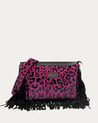 LEOPARD VELVET MAGENTA CROSSBODY BAG