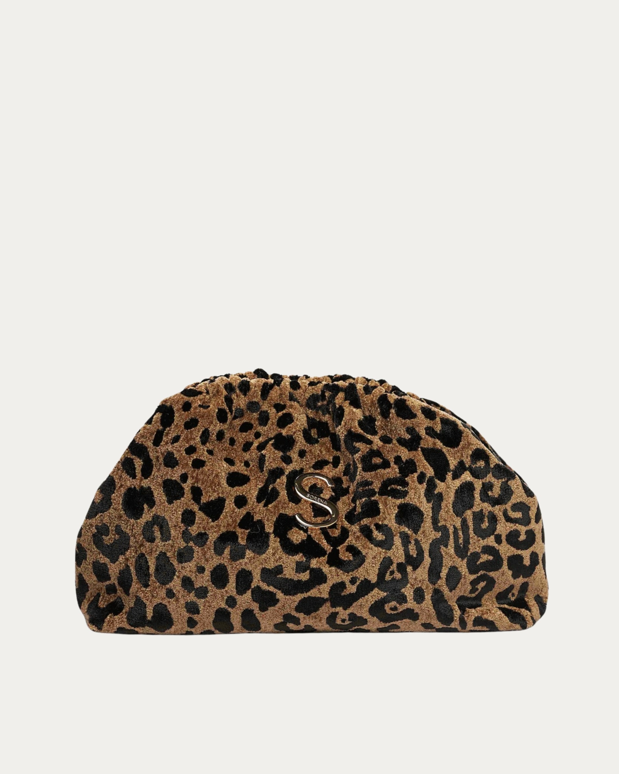 LEOPARD VELVET BROWN BUCKET BAG