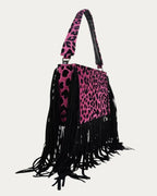 LEOPARD VELVET MAGENTA CROSSBODY BAG