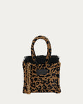 LEOPARD VELVET BROWN MINI TOTE BAG