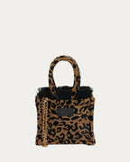 LEOPARD VELVET BROWN MINI TOTE BAG
