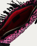LEOPARD VELVET MAGENTA CROSSBODY BAG