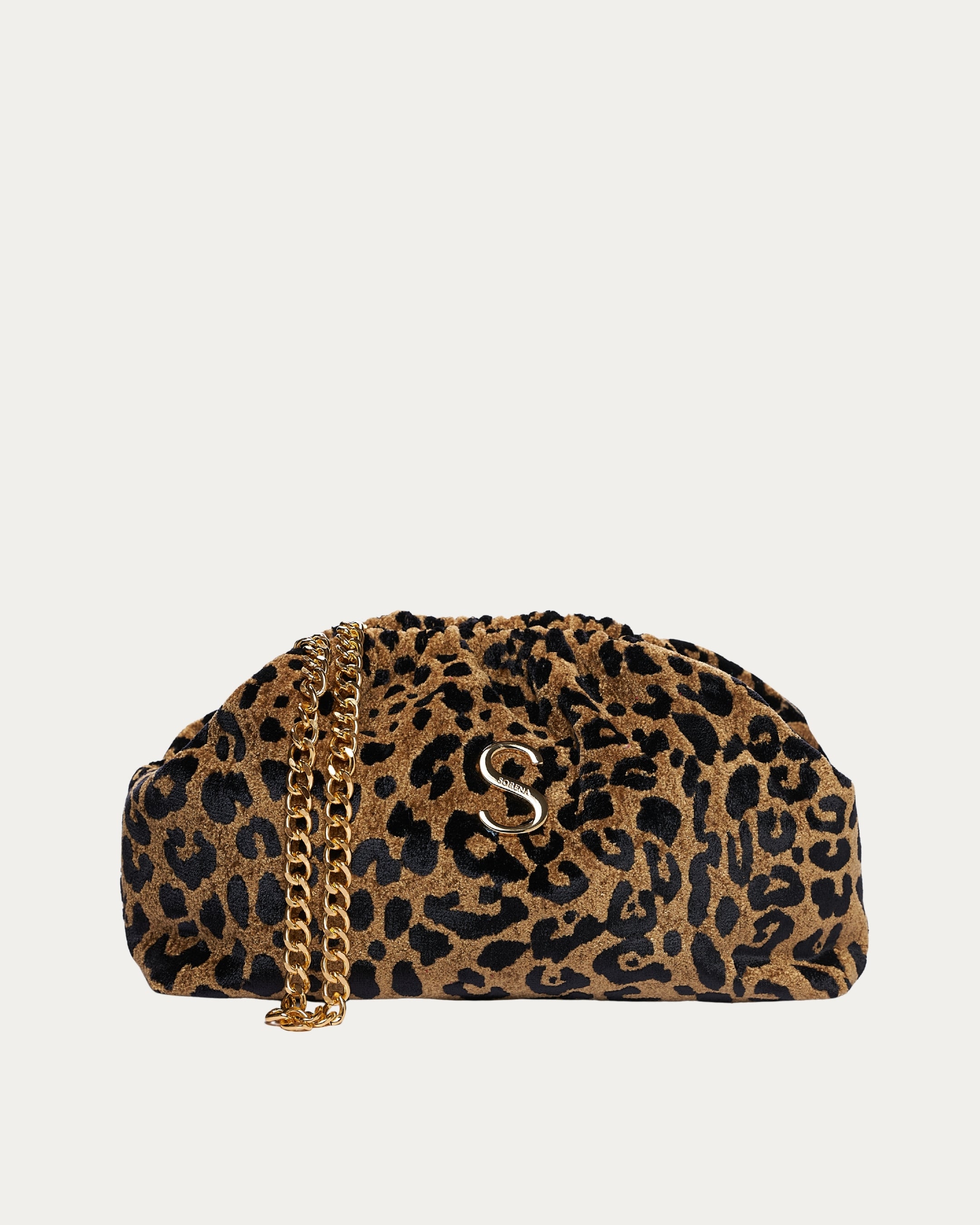 LEOPARD VELVET BROWN BUCKET BAG