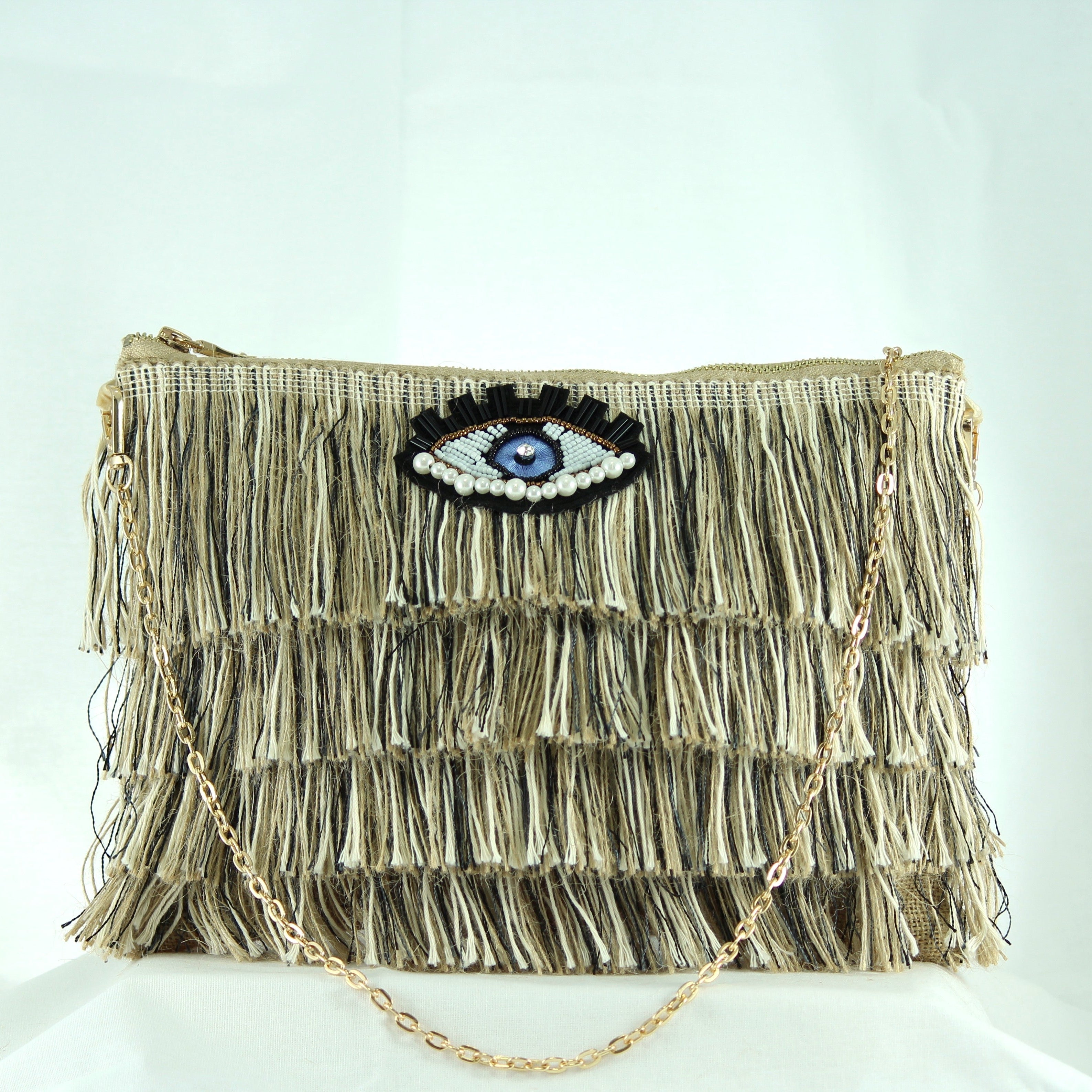 FOFI CLUTCH BROWN-BEIZE