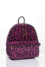 LEOPARD VELVET MAGENTA BACKPACK
