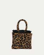 LEOPARD VELVET BROWN MINI TOTE BAG
