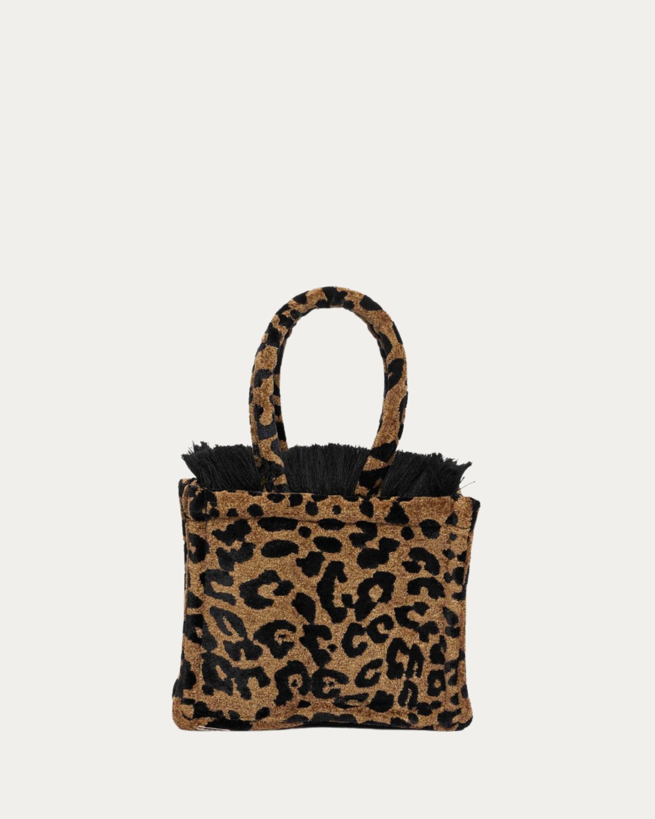LEOPARD VELVET BROWN MINI TOTE BAG