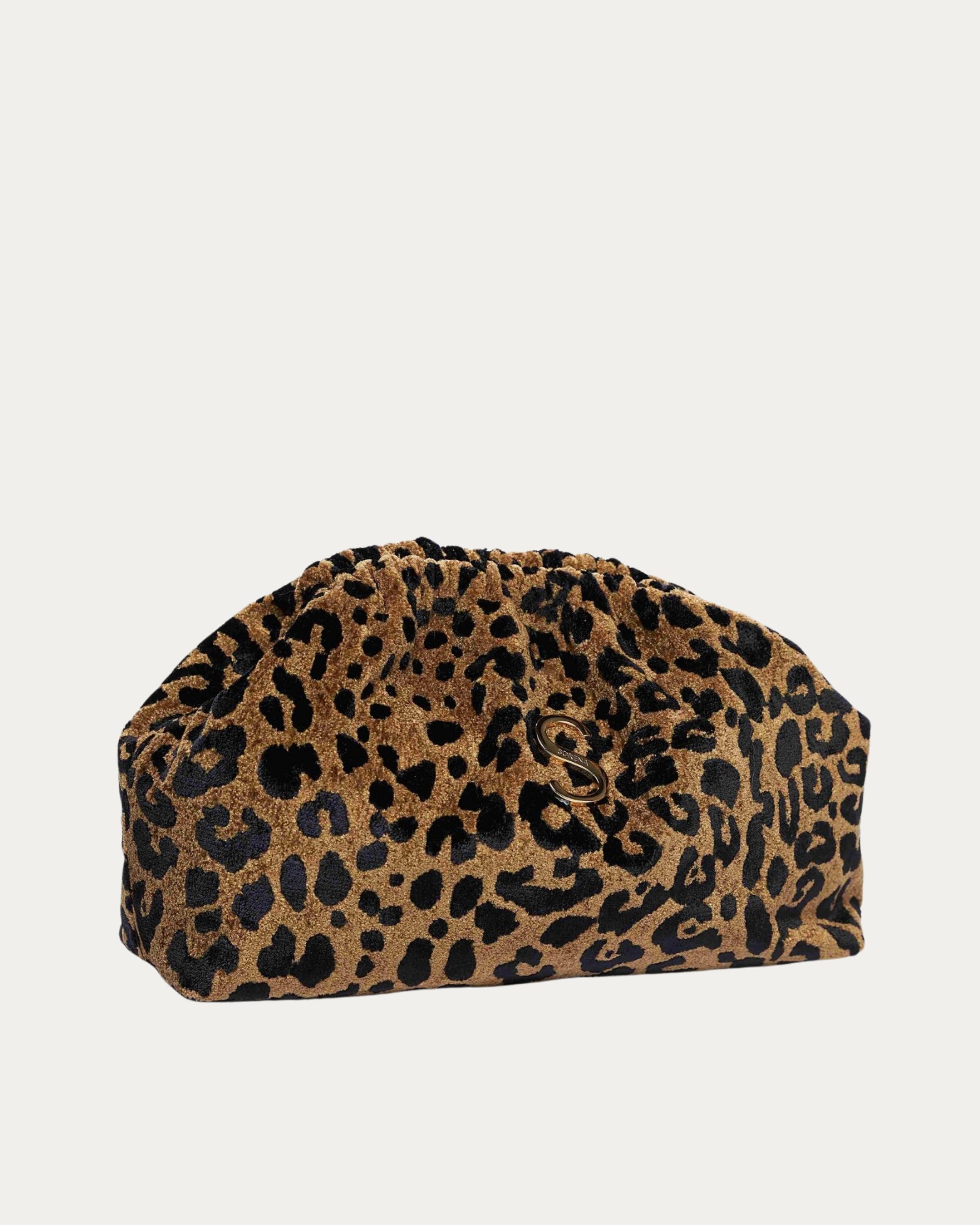 LEOPARD VELVET BROWN BUCKET BAG