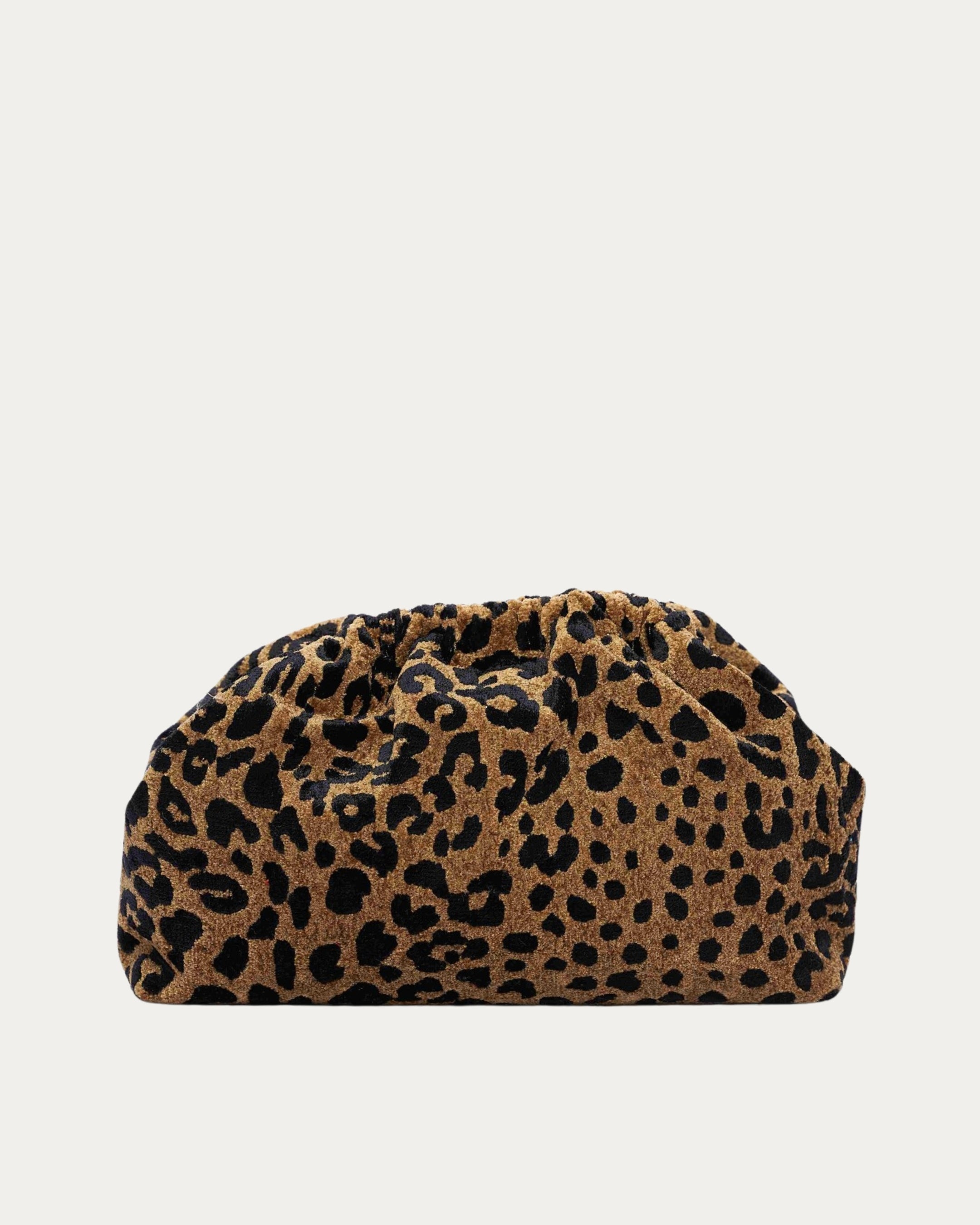LEOPARD VELVET BROWN BUCKET BAG
