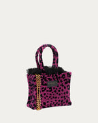 LEOPARD VELVET MAGENTA MINI TOTE BAG