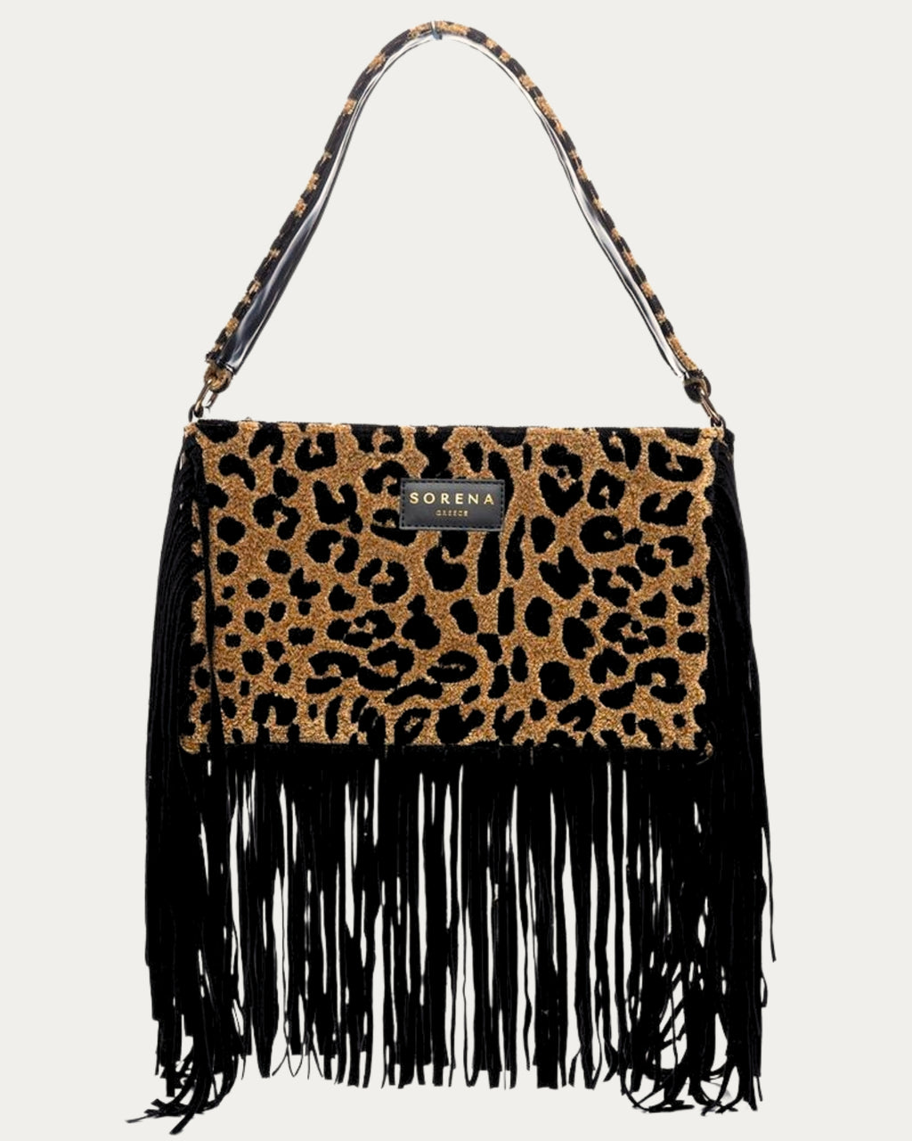 LEOPARD VELVET BROWN CROSSBODY BAG