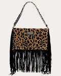 LEOPARD VELVET BROWN CROSSBODY BAG