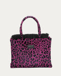 LEOPARD VELVET MAGENTA MEDIUM TOTE BAG