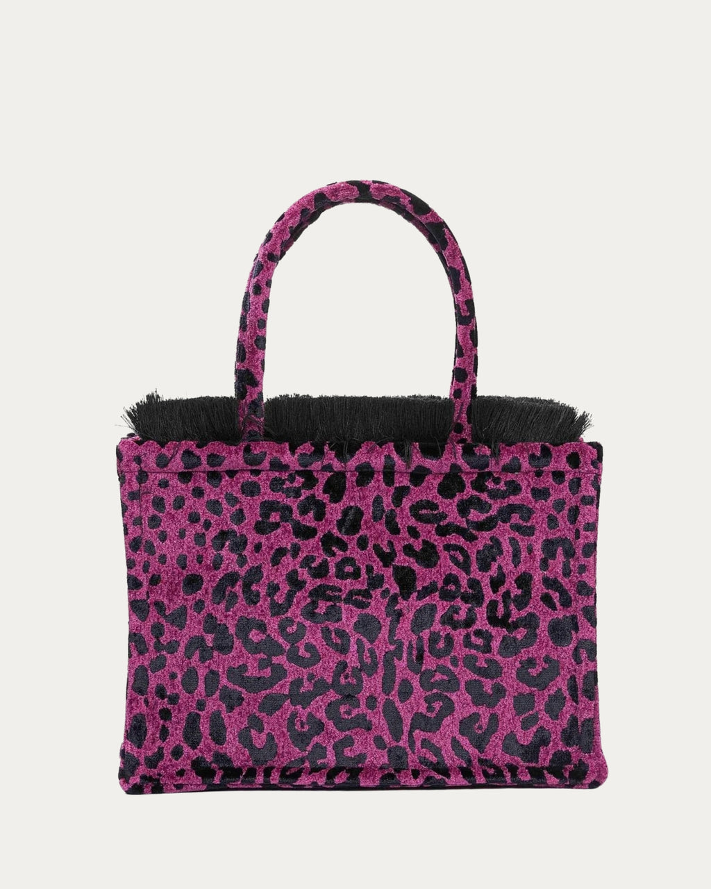 LEOPARD VELVET MAGENTA MEDIUM TOTE BAG
