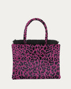 LEOPARD VELVET MAGENTA MEDIUM TOTE BAG