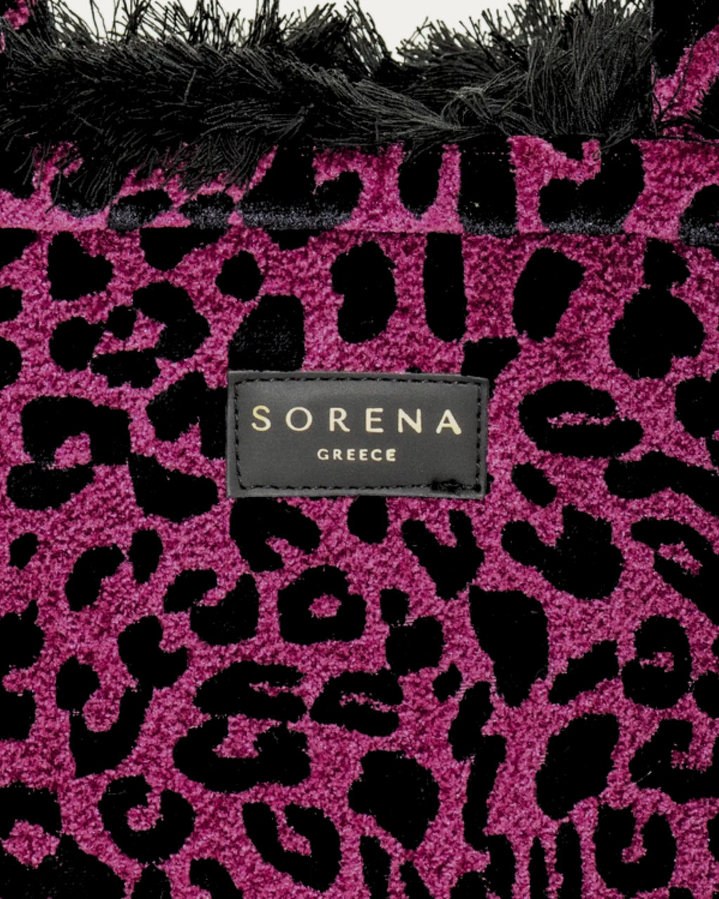 LEOPARD VELVET MAGENTA MEDIUM TOTE BAG