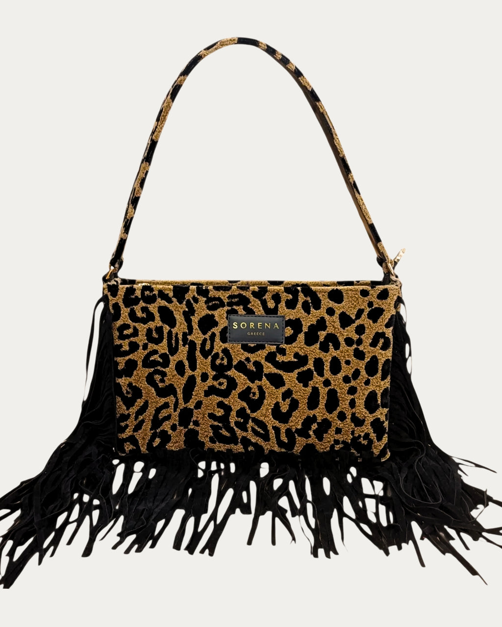 LEOPARD VELVET BROWN CROSSBODY BAG
