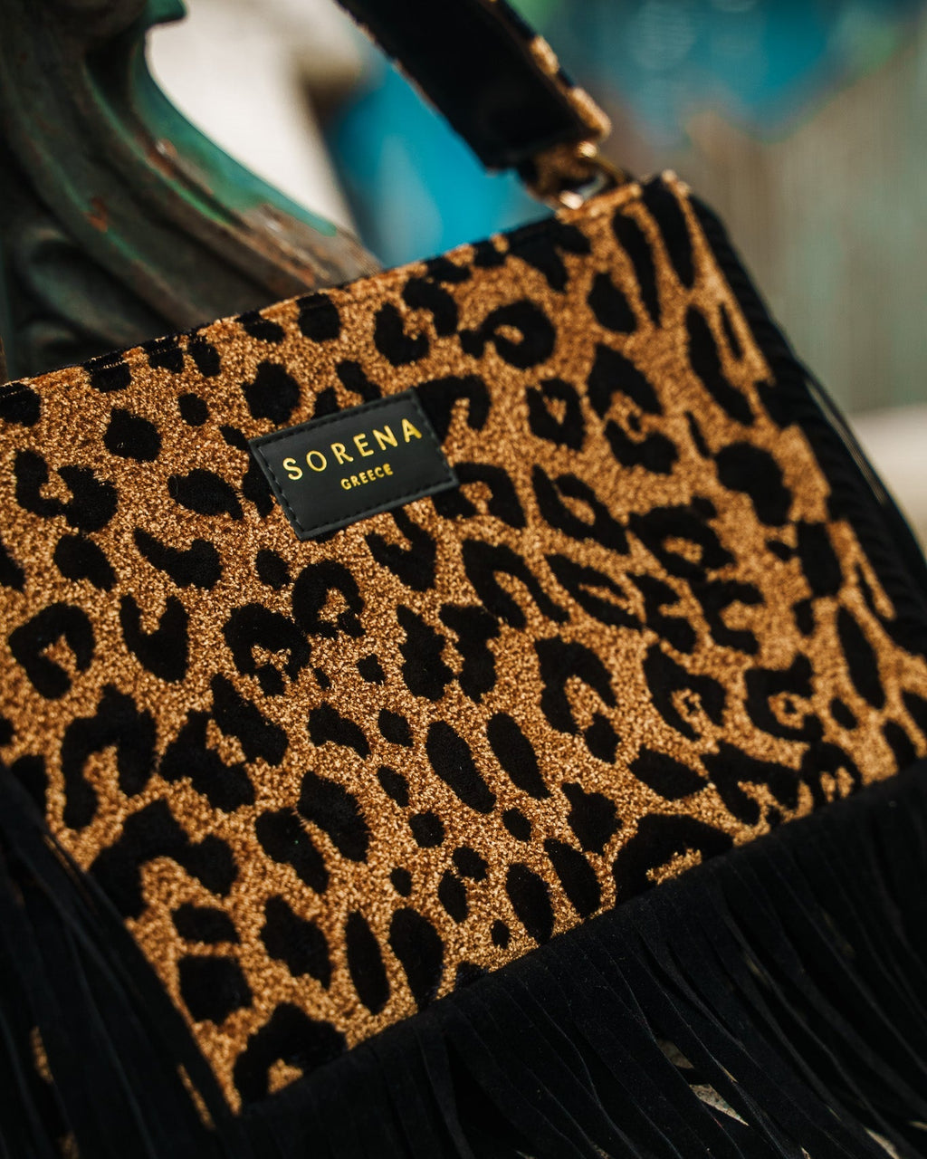 LEOPARD VELVET BROWN CROSSBODY BAG