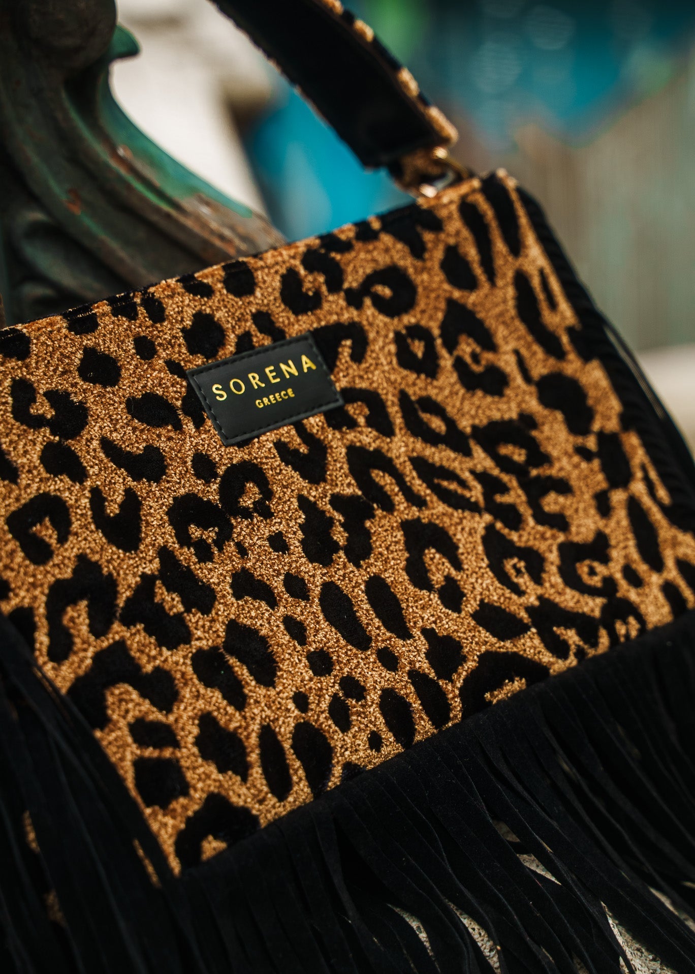 LEOPARD VELVET BROWN CROSSBODY BAG