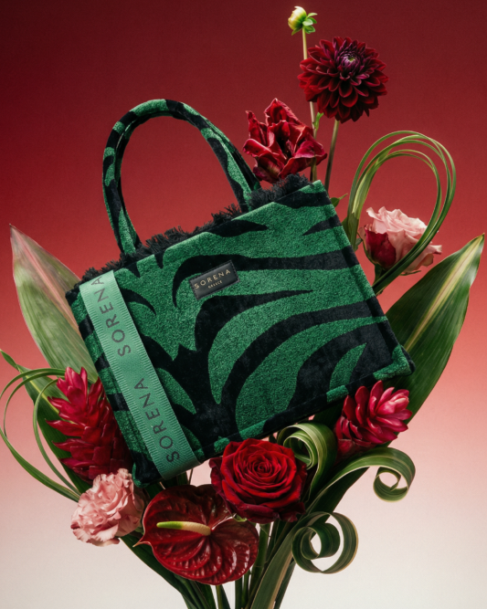 ANIMAL VELVET PETROL MEDIUM TOTE BAG