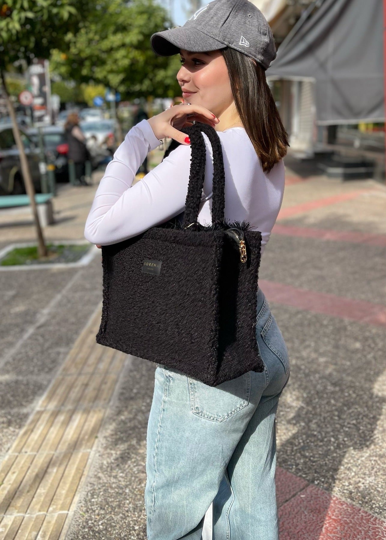 TEDDY BLACK MEDIUM TOTE BAG
