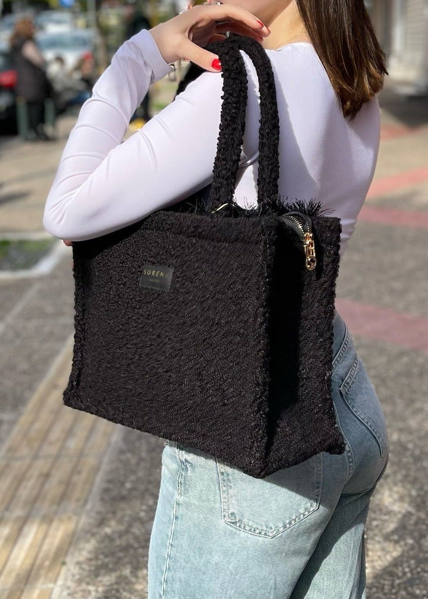 TEDDY BLACK MEDIUM TOTE BAG
