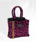 LEOPARD VELVET MAGENTA MINI TOTE BAG